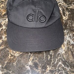 Alo Hat Cap Adult Black Adjustable Strapback Yoga - Some Fading